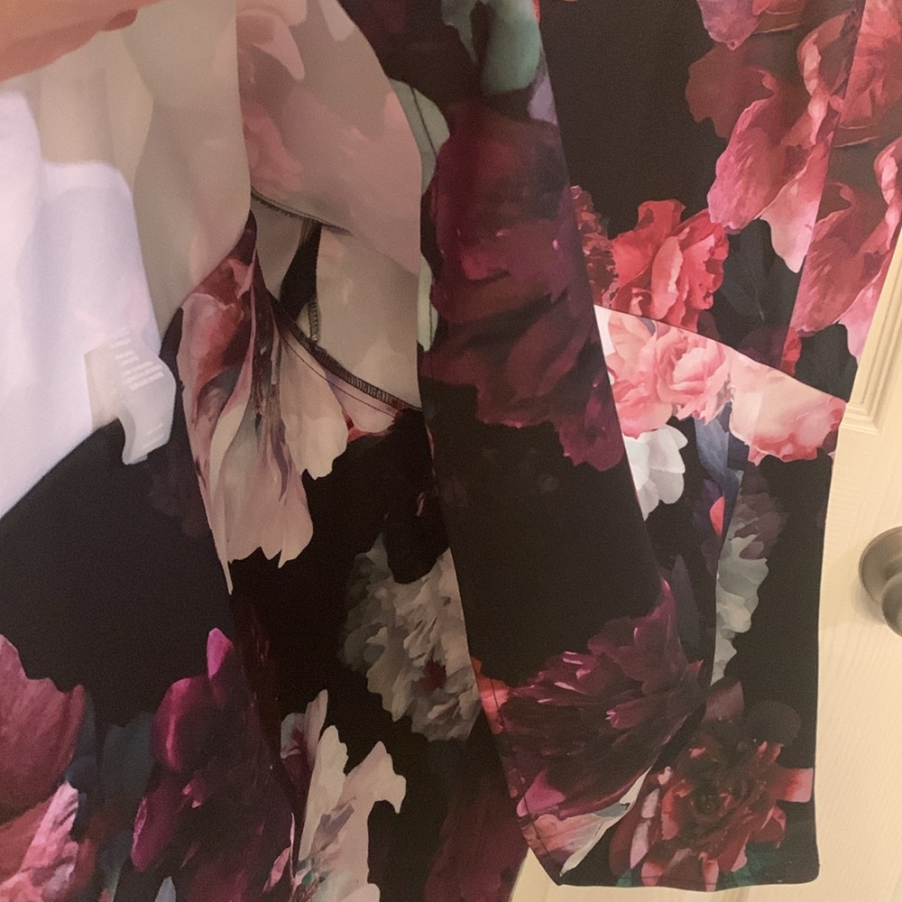 Calvin Klein women floral asymmetrical sheath mermaid dress purple pink size 10 - Picture 5 of 6